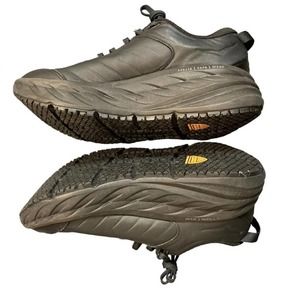 Hoka One One Bondi SR Shoes Sneaker Black Leather Slip Resistant Woman 7.5B